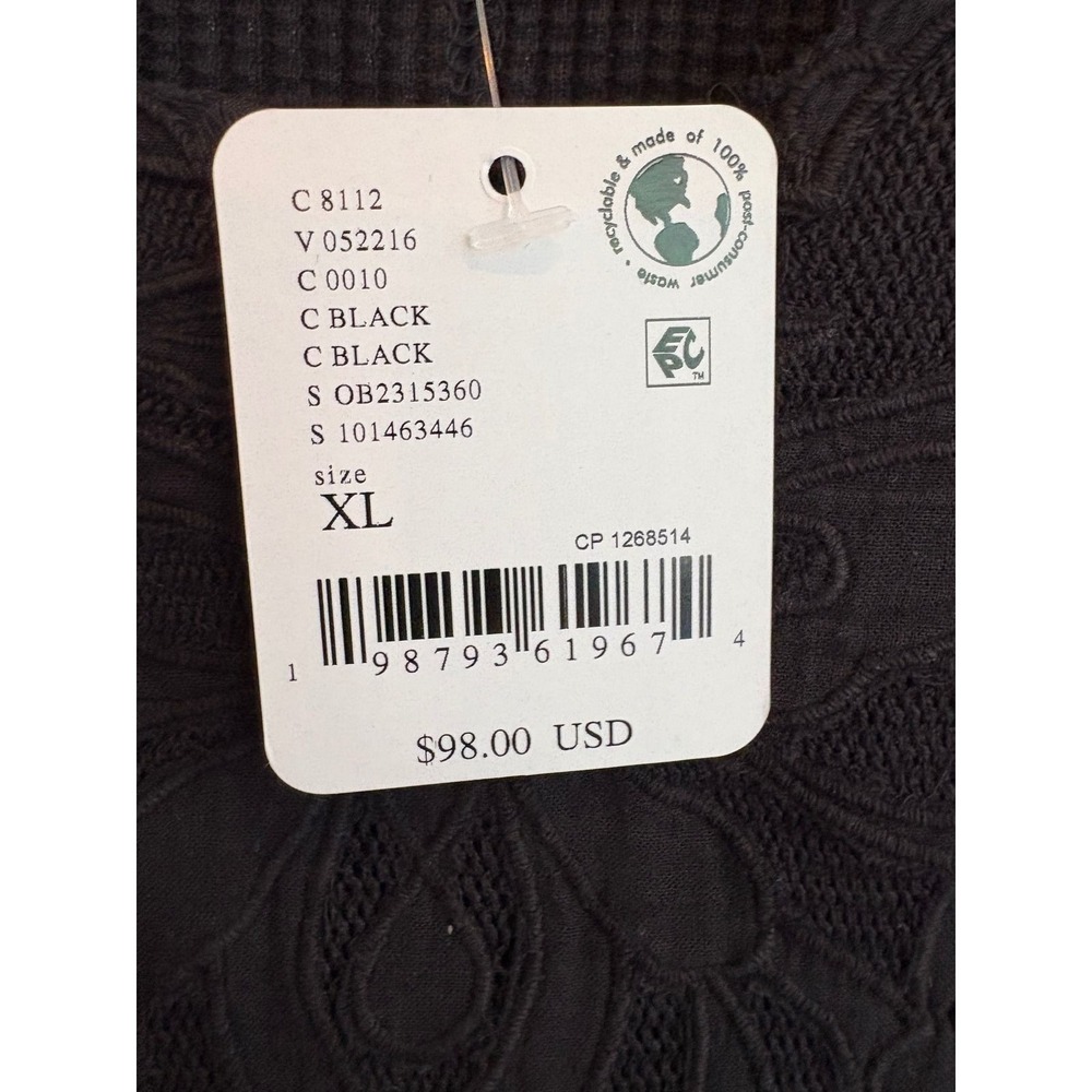 Free People Butterfly Cuff long sleeve thermal tee black XL embroidered new nwt - Picture 11 of 12